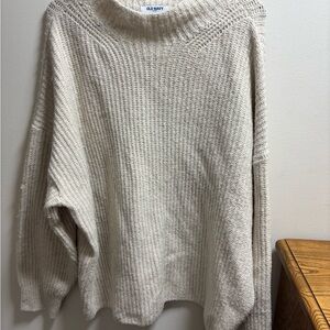 Old Navy Women's Cream Turtleneck Ribbed Knit Sweater